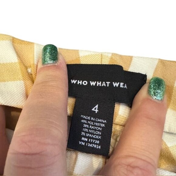 Who What Wear Womens Mustard & White Gingham Checkered Pants Size 4 - Picture 7 of 9